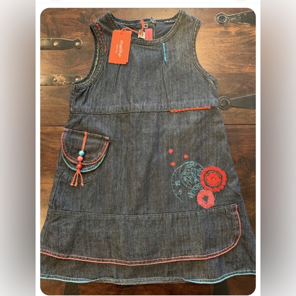 NWT Marese size 4 4T denim Jumper Dress. - Picture 1 of 3